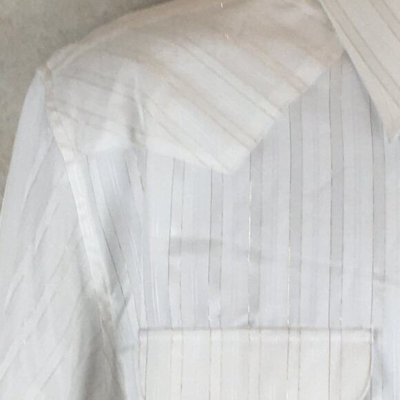 Crazy Cowboy Long-Sleeve White Snap Button Shirt with Gold Stripes Size L - Picture 9 of 14